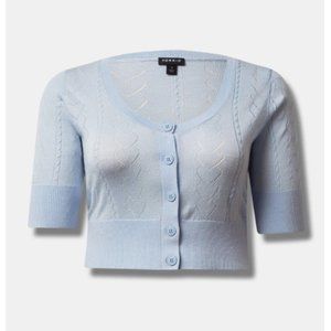 Pointelle Cardigan Short Sleeve Cropped Sweater Sz.  3x